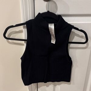 Zara Black Ribbed Crop Top